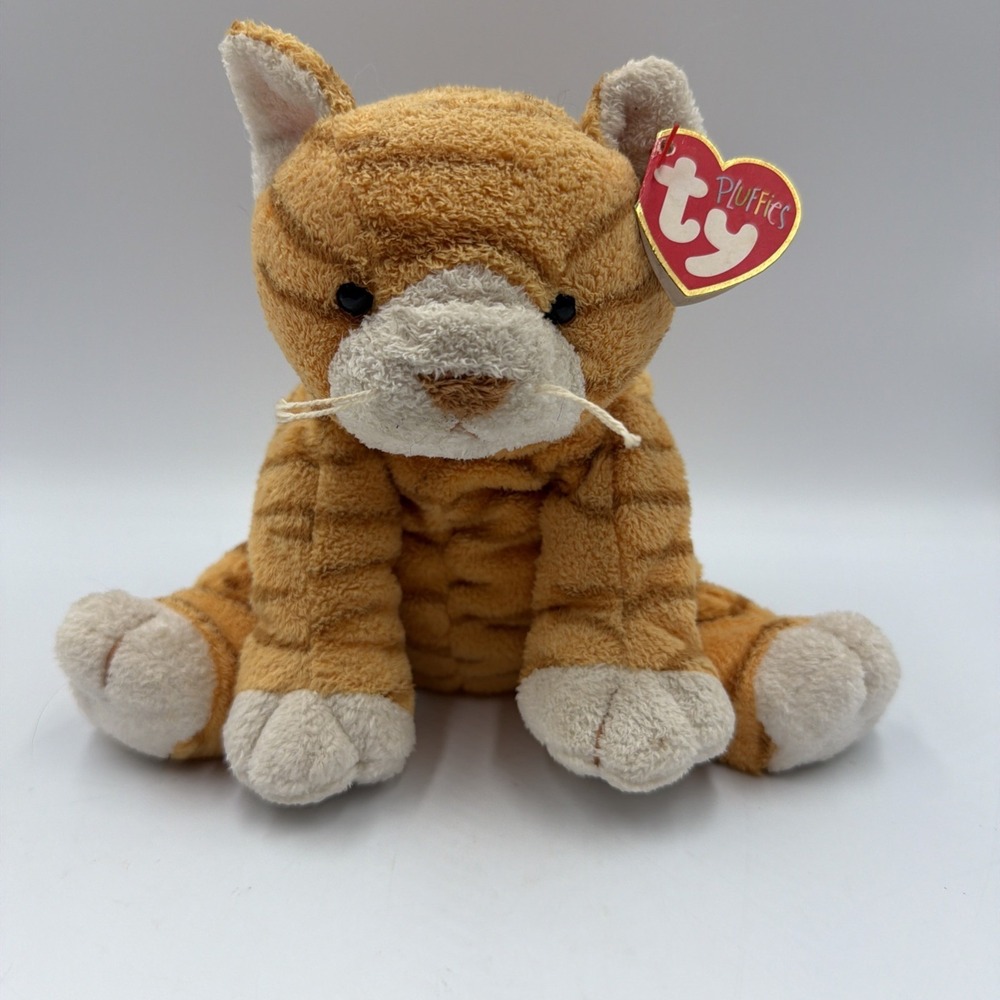 Ty Pluffies "Purrz" the Ginger Orange Tabby Cat Plush Toy 2003